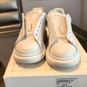 Alexander McQueen Kids White Leather Sneakers